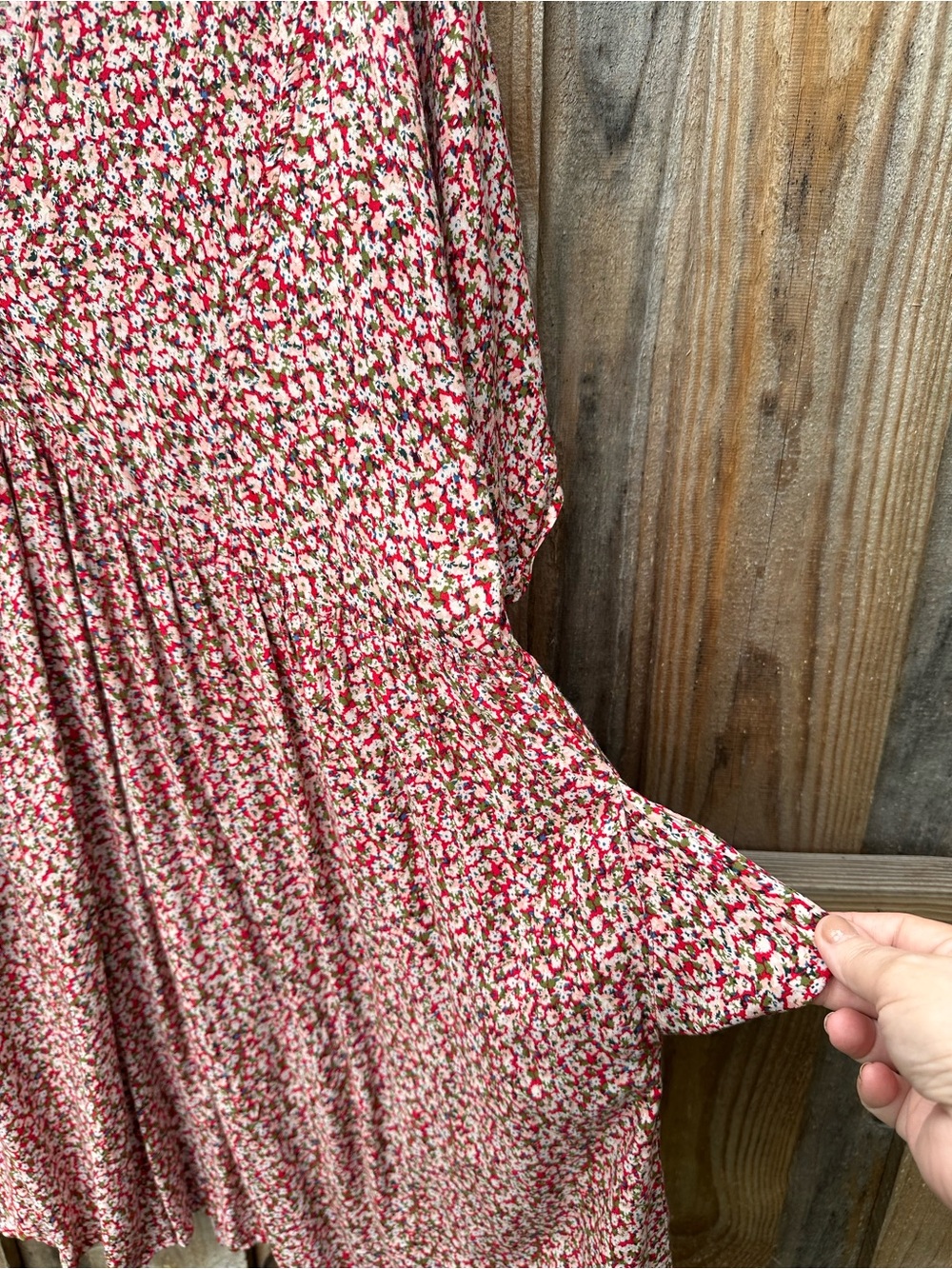 Natural Life Stella Babydoll Dress Red Floral Boho Size L / XL - Picture 6 of 7